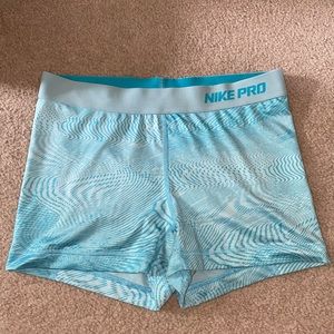 nike pro light blue teal design spandex